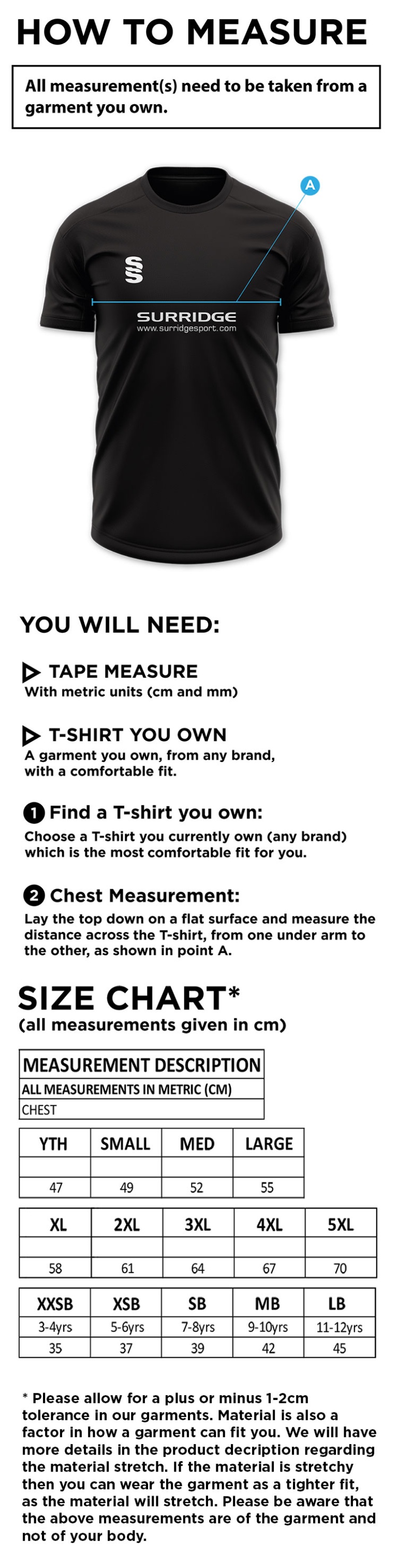 GLASGOW POLE VAULT POLO SHIRT - Size Guide