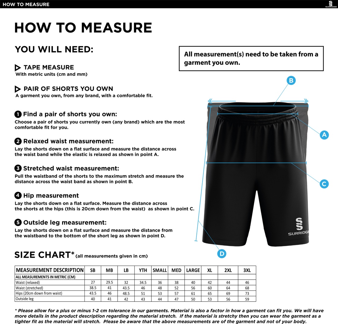 GLASGOW POLE VAULT SHORTS - Size Guide