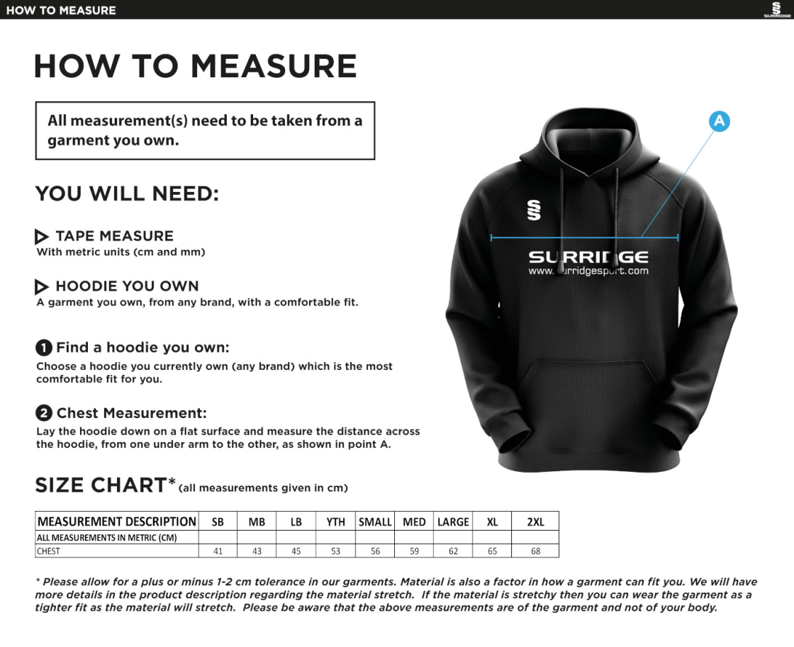 GLASGOW POLE VAULT HOODY - Size Guide